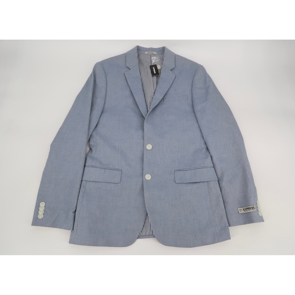 Express Blazer Mens 36R Blue Nailhead Photographer Fitted Suit Jacket NEW‎